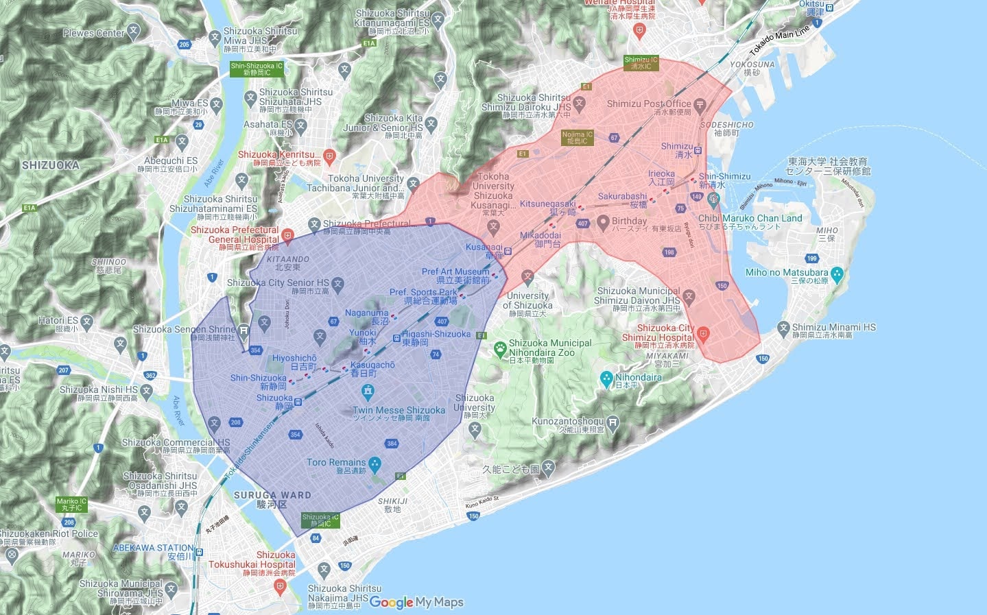 ウーバーイーツ静岡マップ1