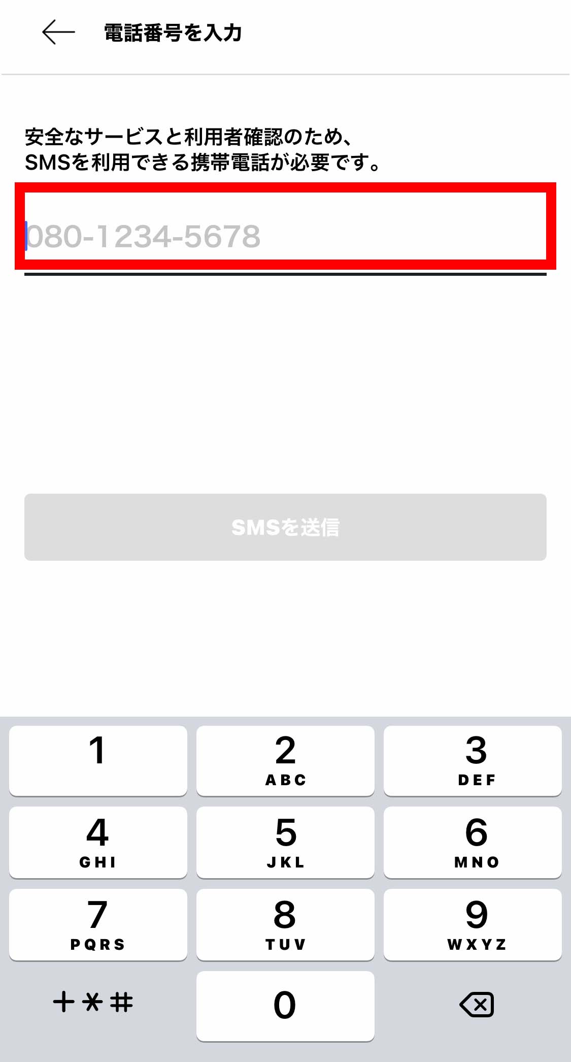 電話番号の入力