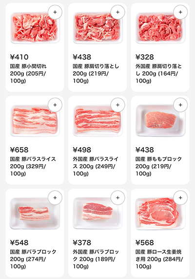 meshのお肉価格