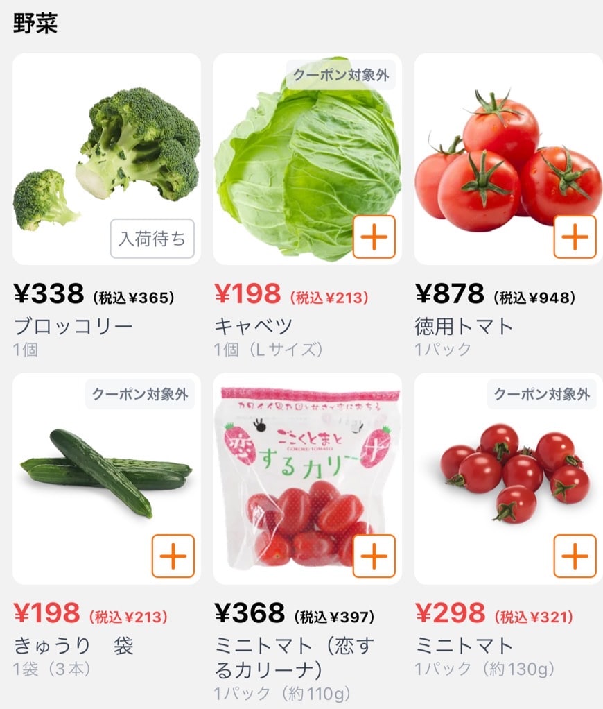 野菜の商品価格