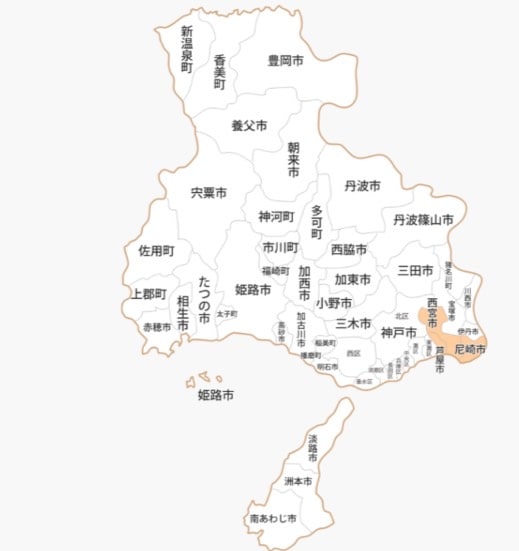 兵庫県の配達エリア詳細