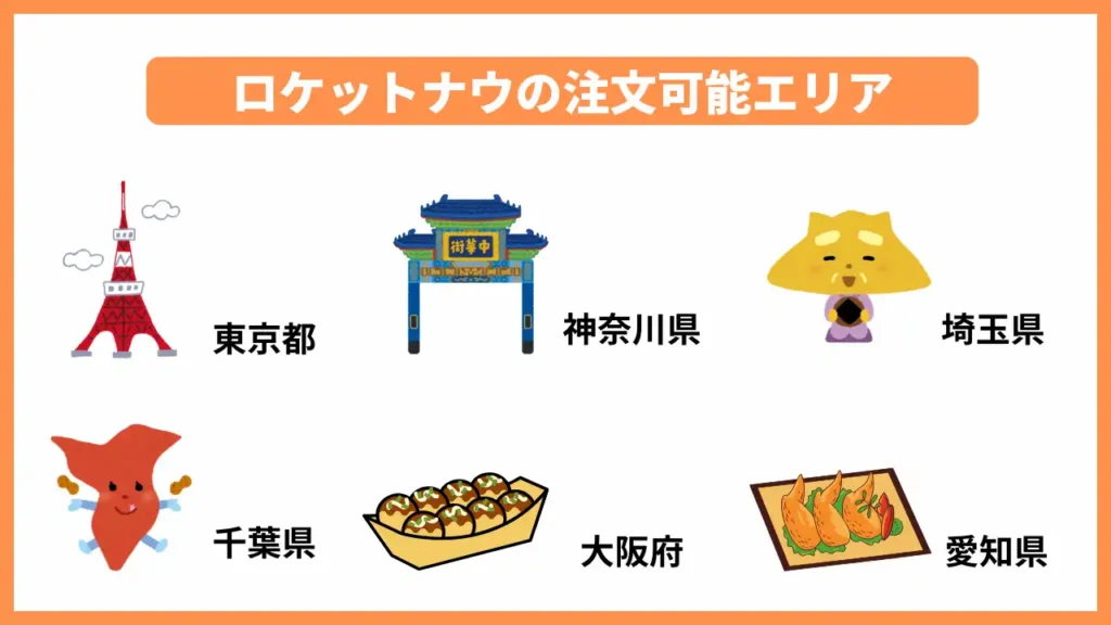 ロケットナウの注文可能エリア
